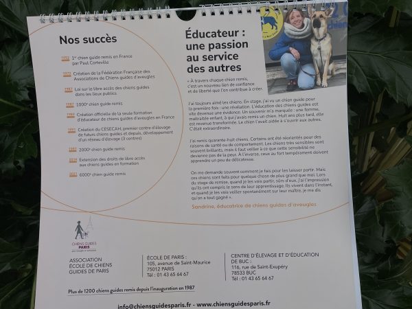 Photo de l'arrière du Calendrier 2026